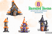 Haunted House Halloween Clipart, a Decorative Illustration by Apixsala (Thumbnail 5 of 14)