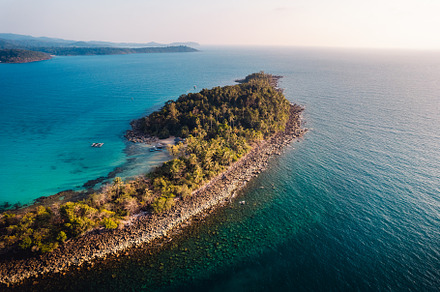 Island and blue water in tropical summer, a Nature Photo by Art Rachen
