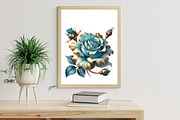 Baby Blue and Gold Glam Roses, an Illustration by Designworld (Thumbnail 7 of 9)