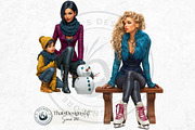 Modern Winter girls cliparts, a Seasonal Illustration by ThatsDesignArt (Thumbnail 16 of 18)
