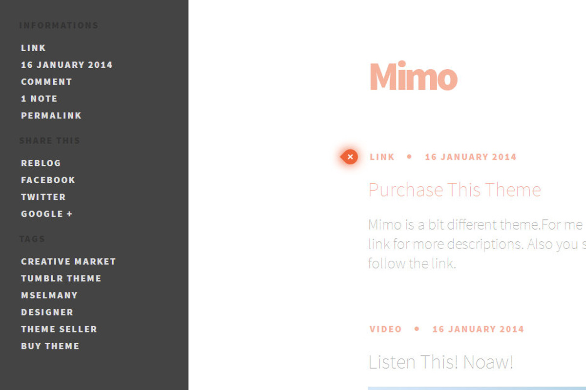 Mimo - Clean Tumblr Theme, a Websites & App Template by mselmany (Photo 1 of 5)