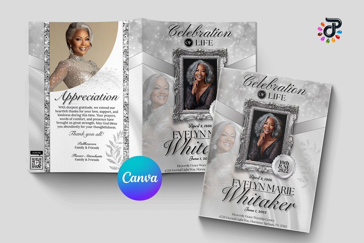 Elegant Canva Obituary Template, a Brochure Template by Protech Design ENT (Photo 1 of 9)