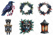 Watercolor Gothic Christmas Clipart, an Illustration by DreamPrint404 (Thumbnail 3 of 7)