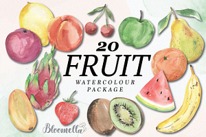 Watercolour Fruit Set Exotic