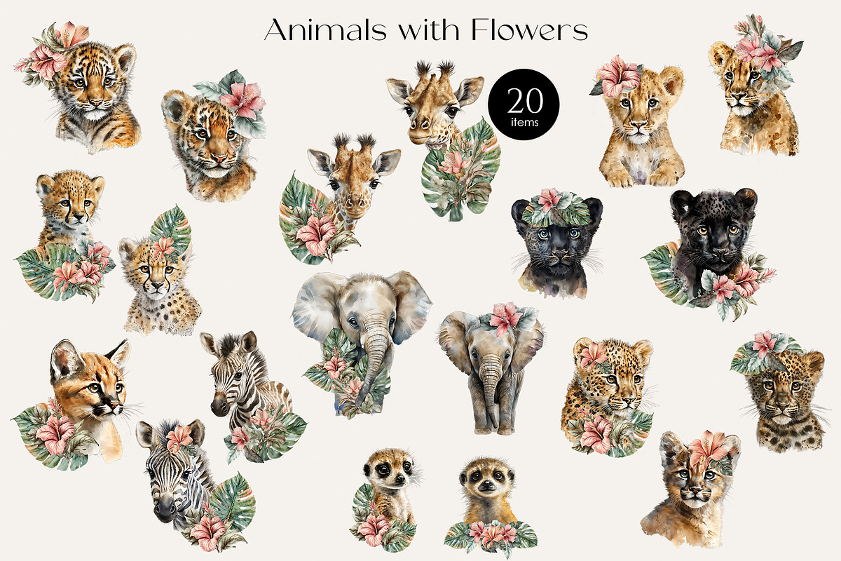 Watercolor Safari Baby Animals, an Animal Illustration by Elena Dorosh (Photo 4 of 7)