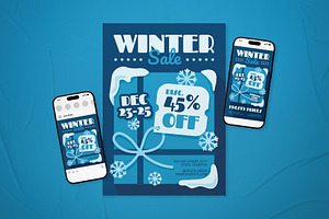 Winter Sale Promotion Flyer Set