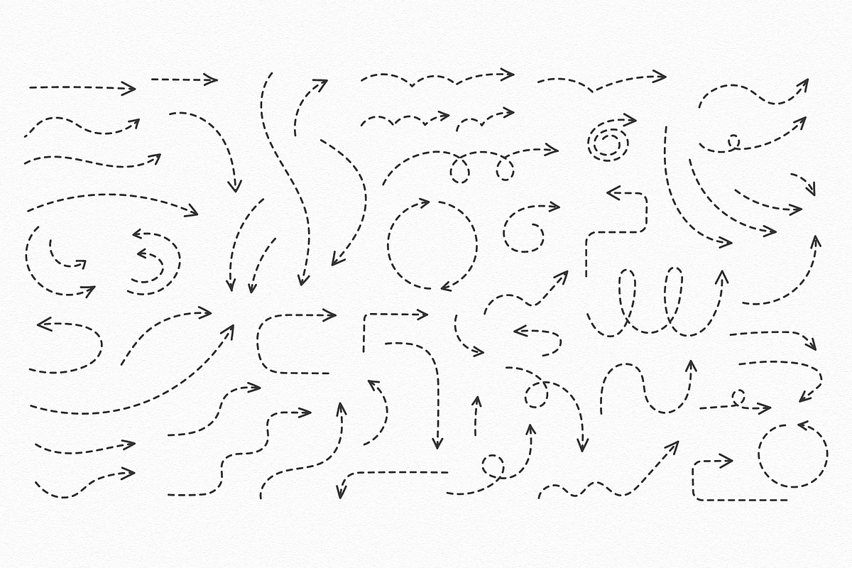 Dashed Arrows – 58 Vector Elements, an Illustration by PixMarket (Photo 2 of 3)
