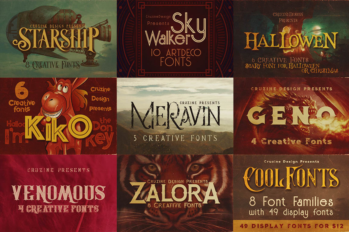 SALE 49 Display Fonts for $12 preview 2