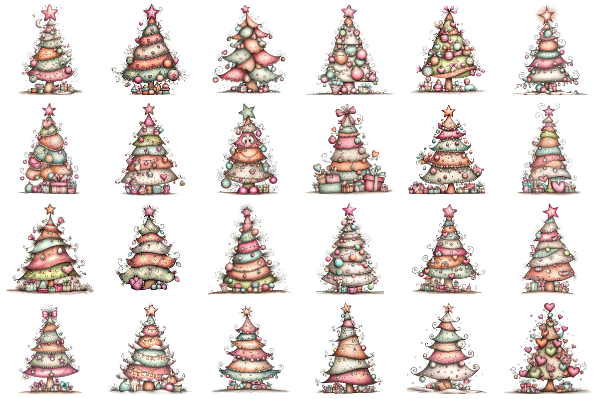 Whimsical Christmas Tree Clipart Bun, an Illustration by designcity5 (Photo 2 of 5)