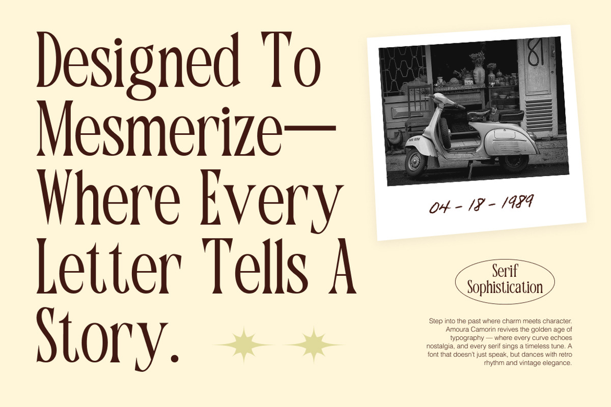 Amoura Camorin Decorative Serif Font, a Serif Font by Rasio Studio (Photo 5 of 7)