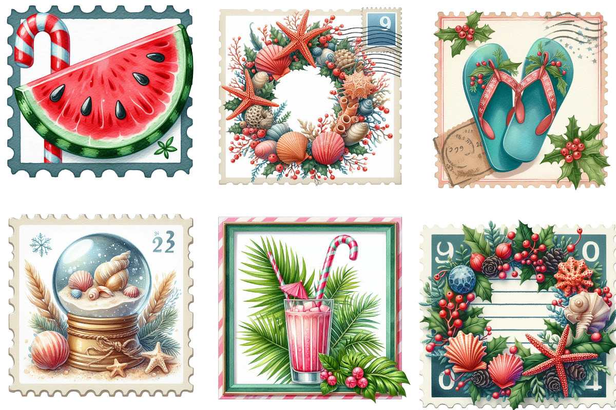 Christmas in July Postage Stamps, an Illustration by Designking (Photo 3 of 4)