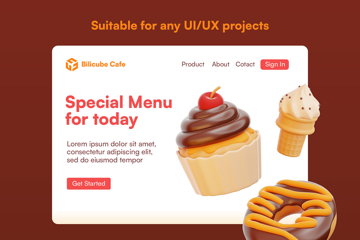 20 Food and Culinary 3D Icon Set, a Food & Drink 3D Model by Bilicube Studio (Photo 4 of 6)