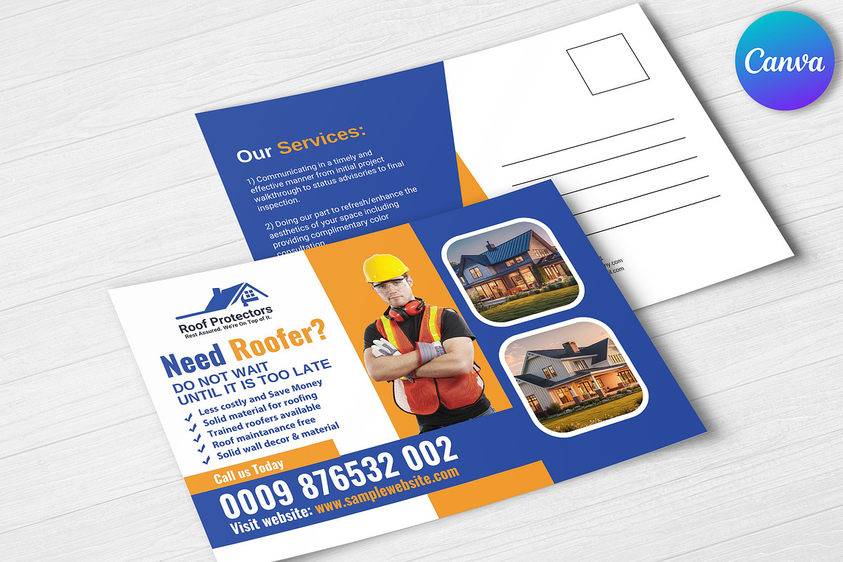 Roof Repair Service Postcard, a Card Template by Psd Templates (Photo 3 of 3)