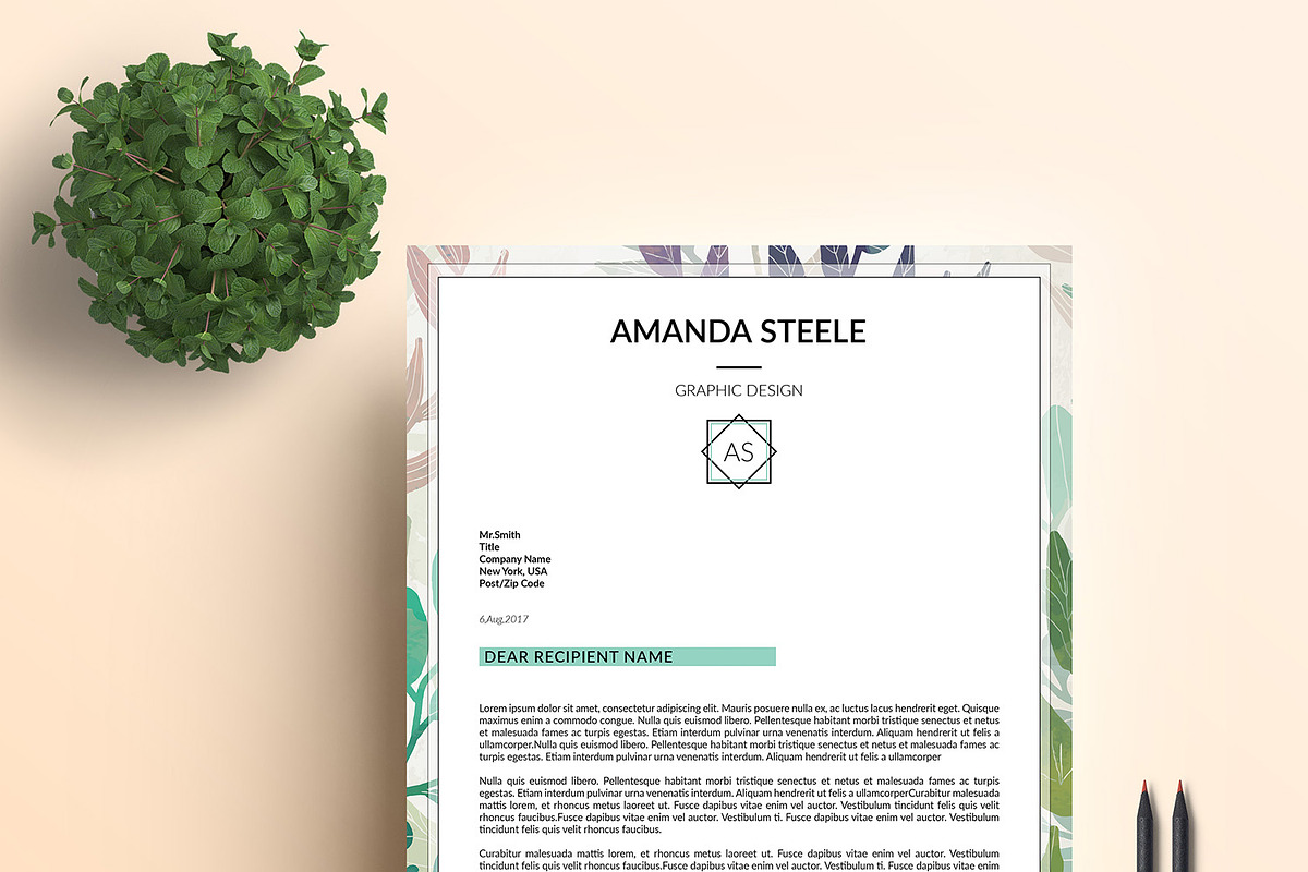 Floral CV / Resume tamplate / N, a Resume Template by Showy68 Template (Photo 3 of 5)