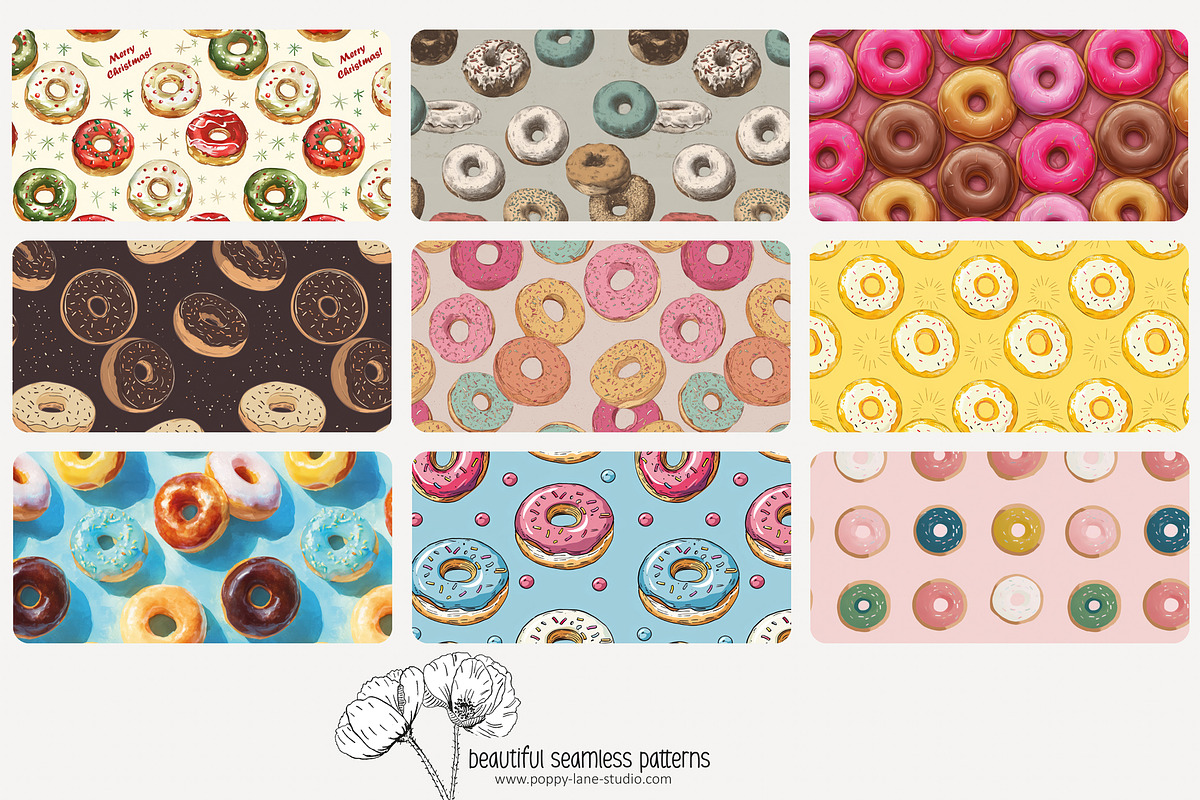 70 donuts seamless pattern, a Pattern Graphic by Poppy Lane Studio (Photo 3 of 10)