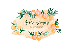 Orange Citrus Watercolor Clipart