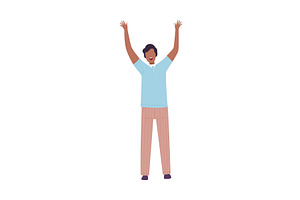 Smiling Man Standing with Raising, a Person Illustration by TopVectors