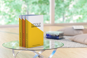 Mockup books in stylish living room