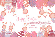 Set of vector cute Easrer Bunny, an Illustration by Manuna (Thumbnail 1 of 4)