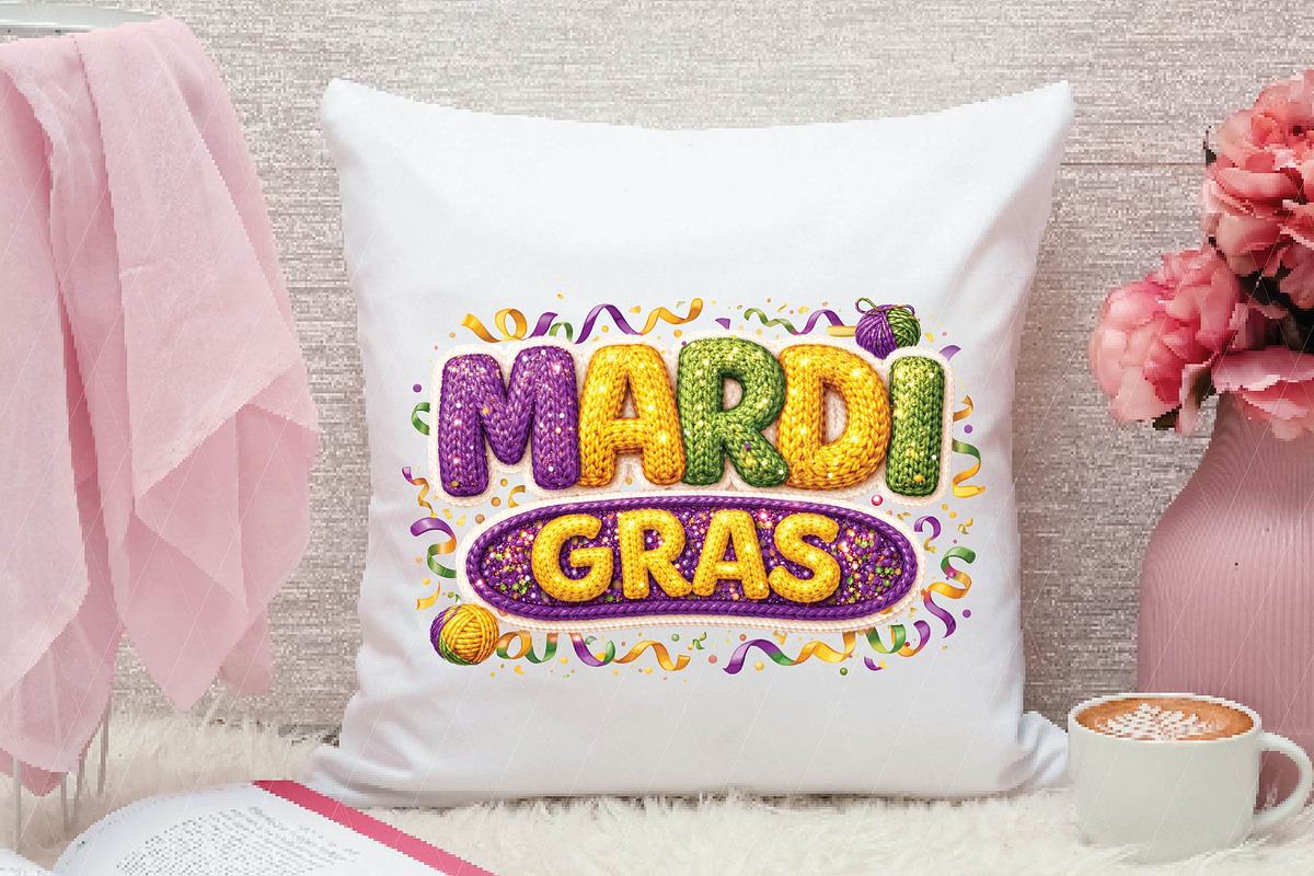 Faux Yarn Mardi Gras Png Crochet Png, an Illustration by DreamPrint404 (Photo 6 of 6)