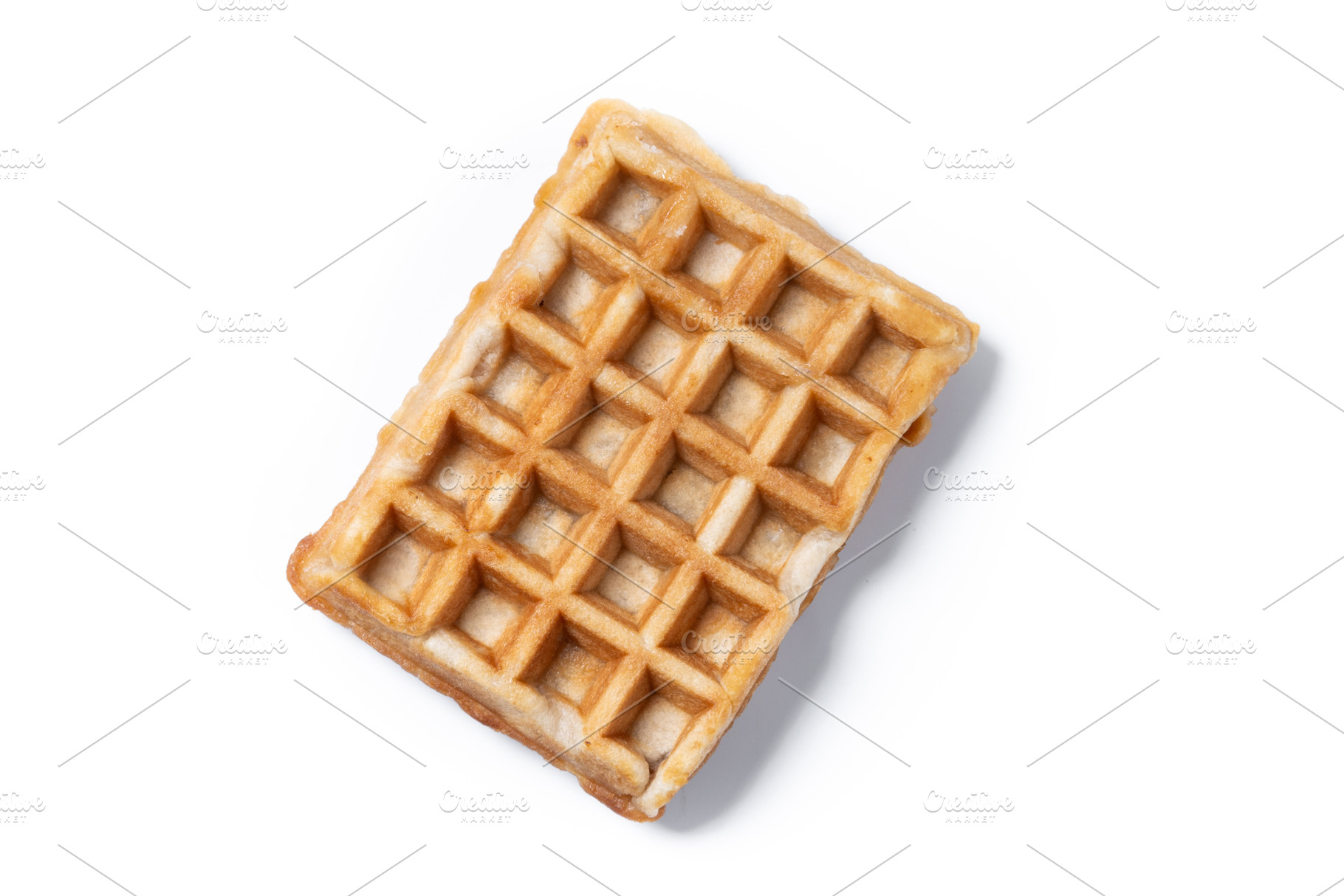 Golden Brown Belgian Waffle Isolated on White Background,, a Food & Drink Photo by etorres69