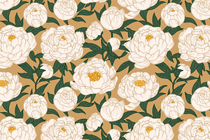 Peonies, Floral Seamless Patterns