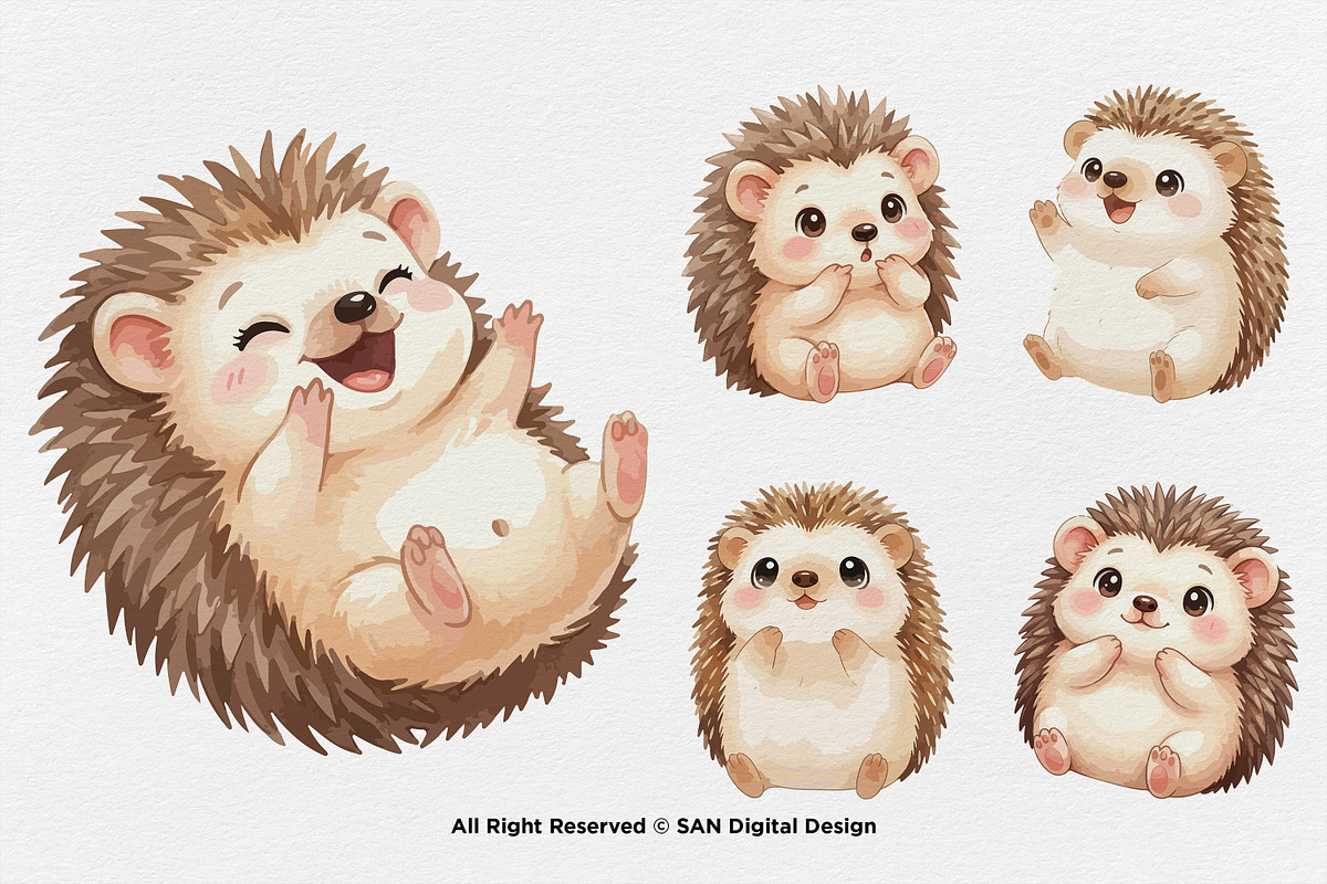 15 Bundle Watercolor Hedgehog Animal, an Animal Illustration by Morspective (Photo 6 of 8)