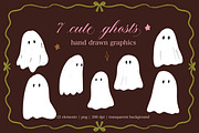 hand drawn Ghost Halloween Clipart, a Seasonal Illustration by Katie Lisker (Thumbnail 1 of 3)