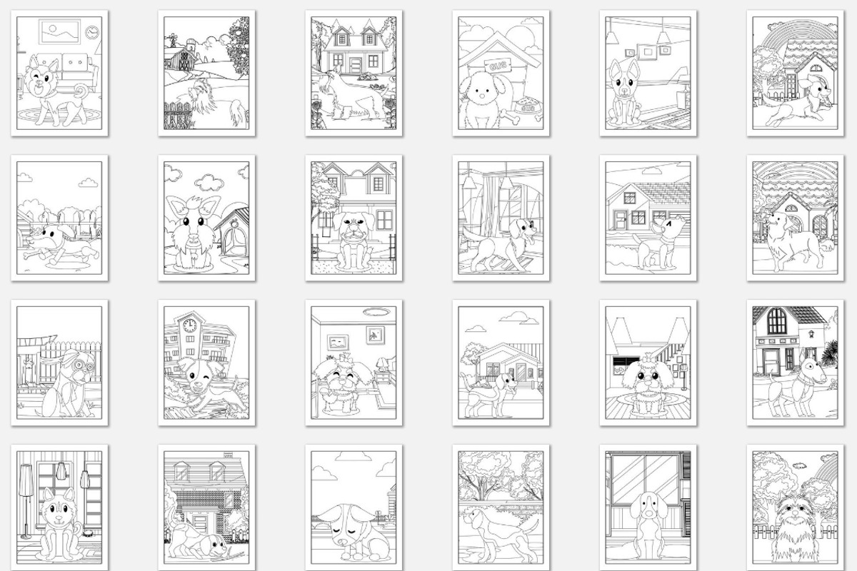 237 Cute Dog Coloring Pages Vector, an Animal Illustration by Blue Digital Studio (Photo 6 of 9)