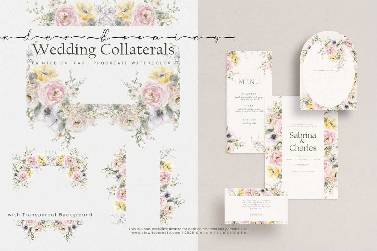Bloom | Wedding Watercolor Florals, a Stationery Template by slowlivecreate (Photo 7 of 7)