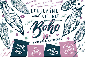 Boho Clip Art And Lettering