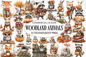 Watercolor Woodland Clipart, an Illustration by Designworld