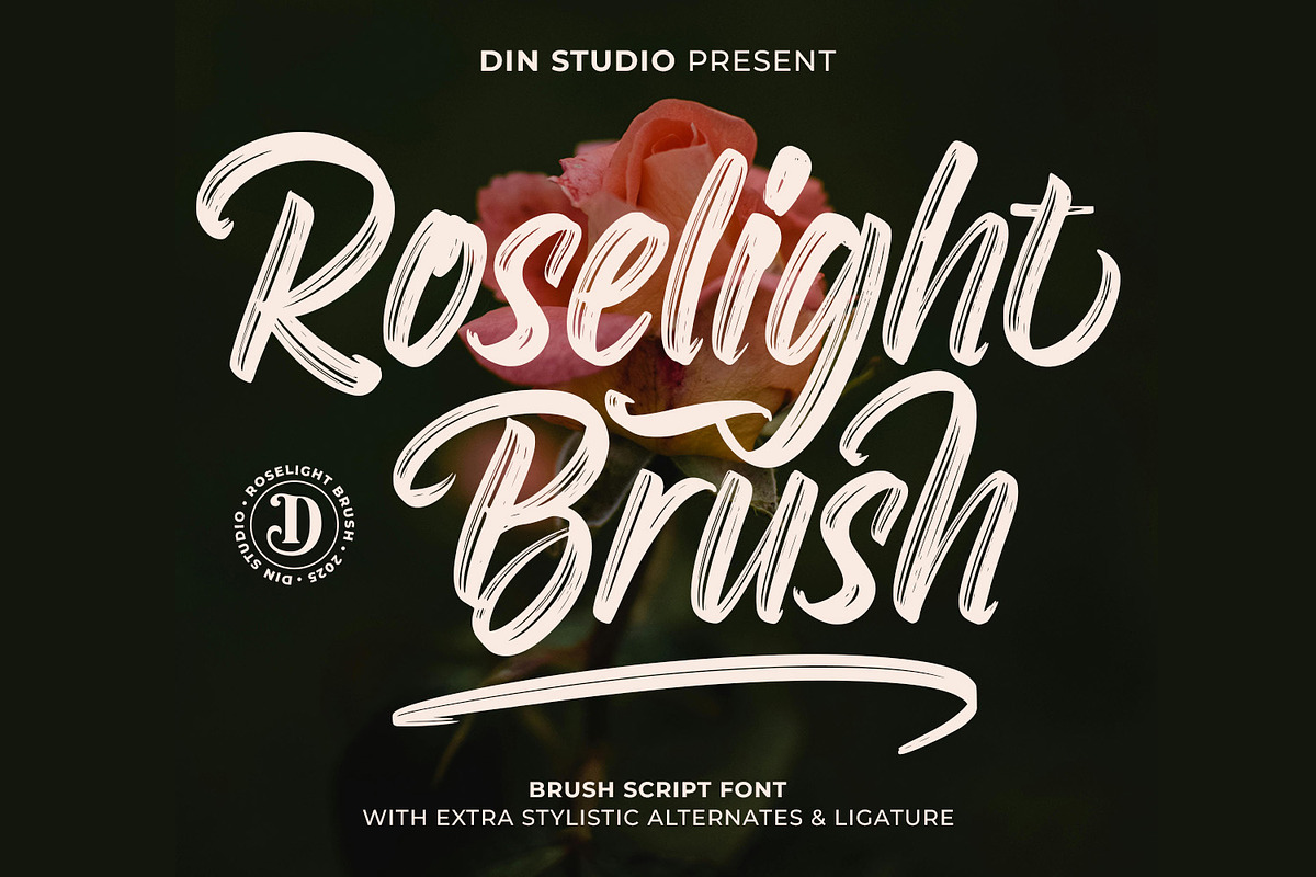 Roselight Brush, a Script Font by din-studio.com (Photo 1 of 16)