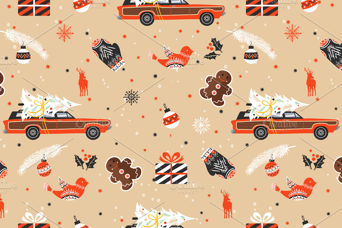 Colorful Retro Christmas Patterns, a Pattern Graphic by tomuato (Photo 5 of 7)