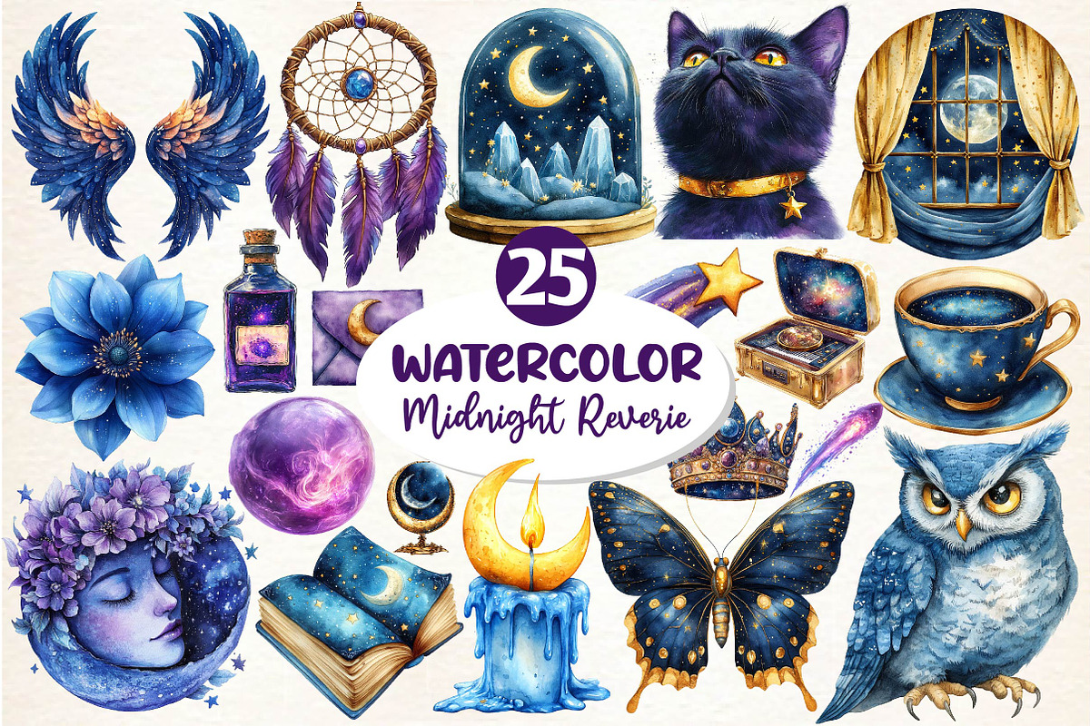 Midnight Reverie Clipart PNG, an Illustration by Dream Creation (Photo 1 of 5)