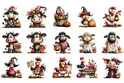 Halloween Farm Animals Clipart, a Seasonal Illustration by OK Design (Thumbnail 3 of 6)