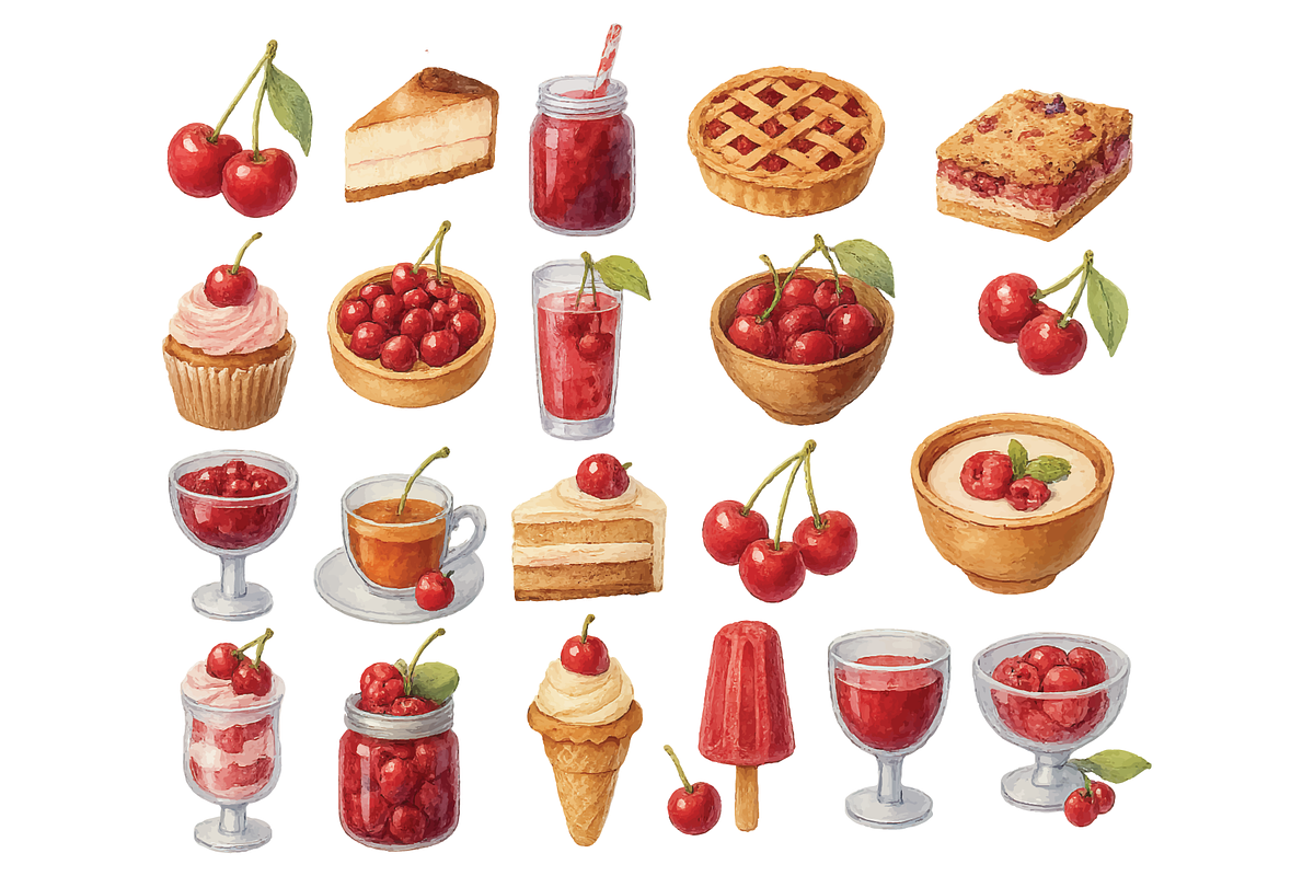 Cherry Dessert  Collection, an Object Graphic by RT Studio