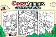 cozy animals coloring pages or kids, an Animal Illustration by MK.CreativeHub (Thumbnail 1 of 3)