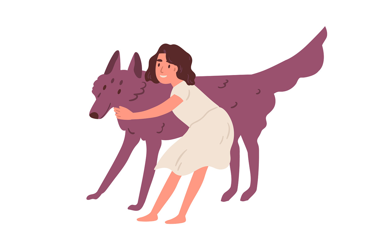 Cute little girl hugging dog, an Animal Illustration by Good Studio (Photo 2 of 3)