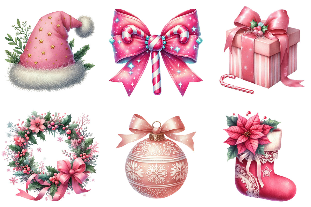 Pink Christmas Winter Clipart, an Illustration by DreamArtGraphic (Photo 5 of 6)