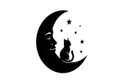 50 Cat Moon Silhouette Vector Bundle, an Illustration by jahid234 (Thumbnail 33 of 51)