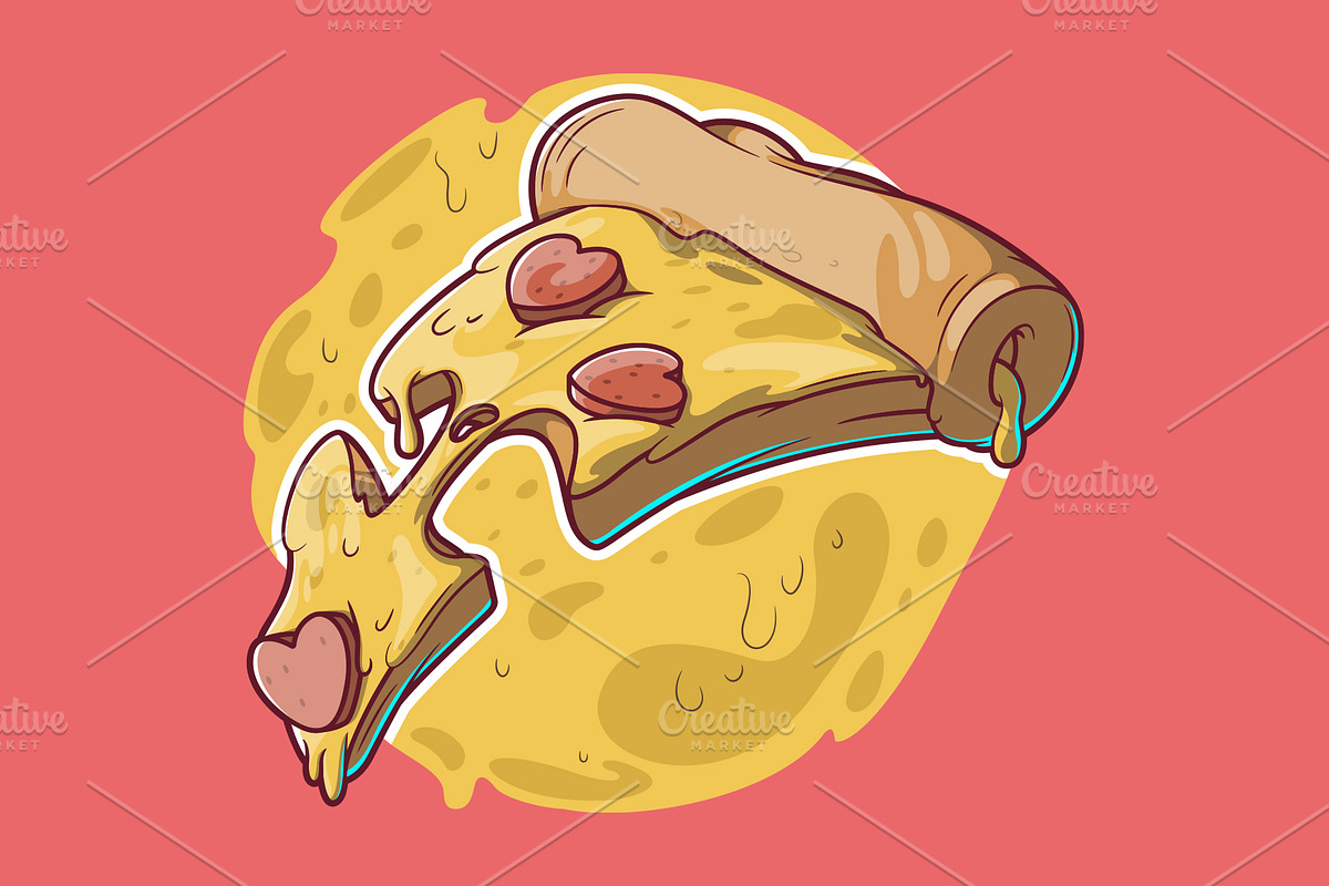 Loving Pizza!, a Food Illustration by pedrors
