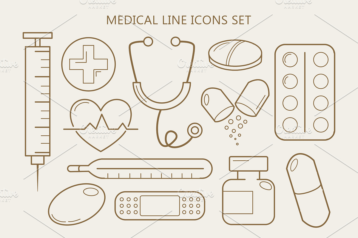 Medical Line Icons Set Healthcare, an Outline Icon by Vaniuta_Art (Photo 1 of 3)