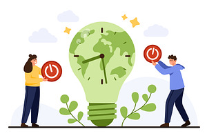 Earth Hour Concept with Green, a Person Illustration by Flashvector