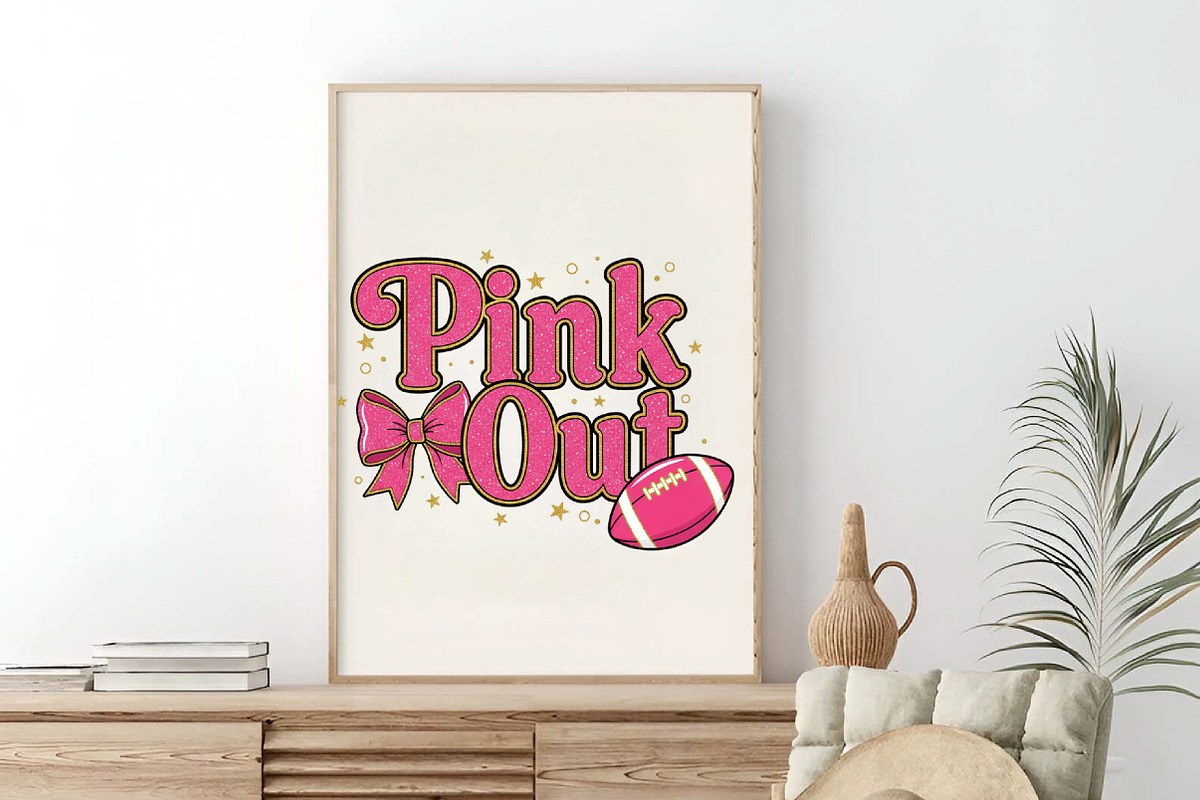 Preppy Pink out Football Bow Png, an Illustration by SinaCreation (Photo 7 of 7)