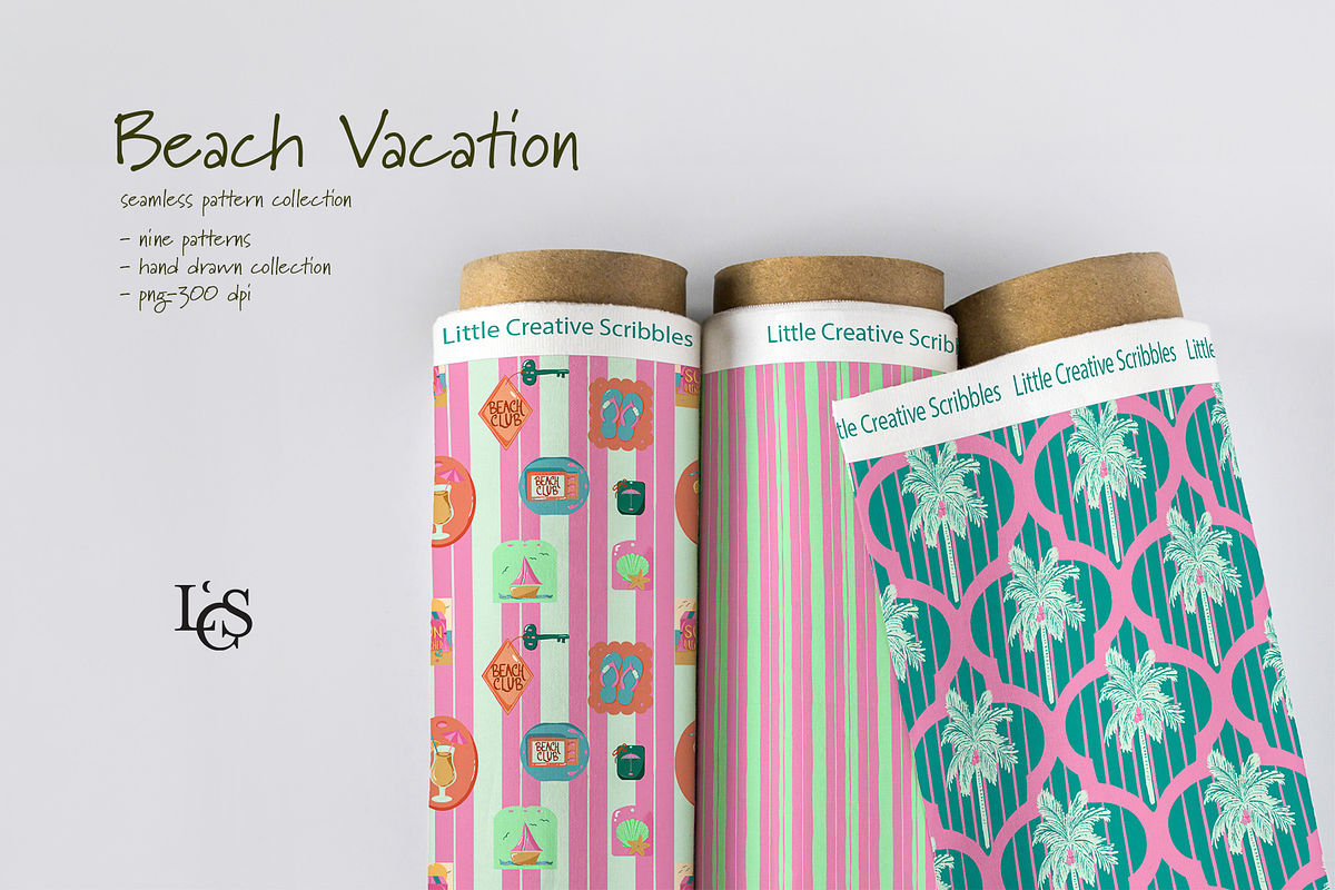 Beach Resort Vacation Patterns, a Pattern Graphic by Little Creative Scribbles (Photo 1 of 9)