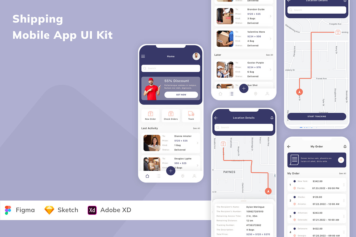 Shipping Mobile App UI Kit, an UI Kit Template by Betush
