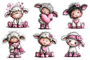 Valentine's Whimsical Lambs Clipart, an Illustration by Dream Creation (Thumbnail 6 of 7)