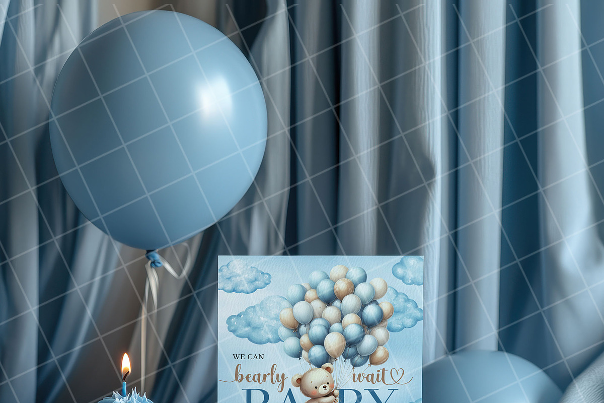 Boy birthday invitation card mockup, an Advertising Mockup by Blush Roses Print (Photo 4 of 8)