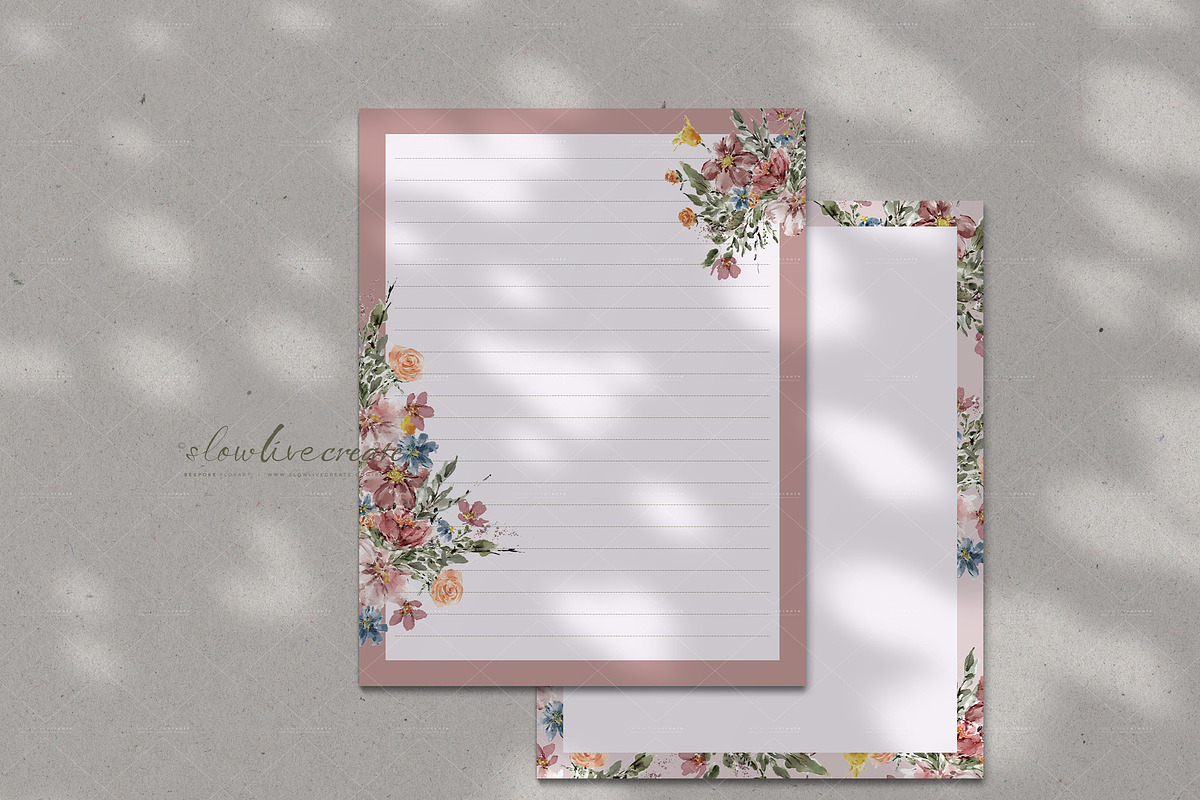 Floral Notepad Template | 33 Designs, a Stationery Template by slowlivecreate (Photo 9 of 15)